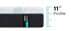 Corner of Adapt mattress with ruler that says "11 inch profile"