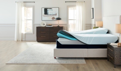 ProAdapt hybrid mattress with the cover flipped up and the inside layers and springs showing