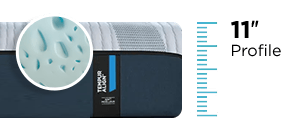magnifier of the Align mattress and a ruler illustration to show the mattress is 11" in height