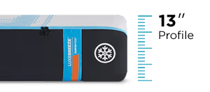 LuxeBreeze mattress showing the 13 inch height