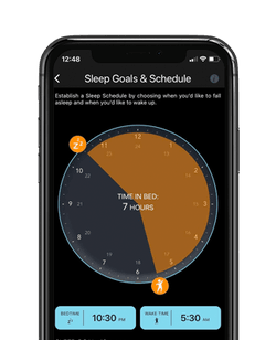 Phone showing Sleep Goals and Schedule in the Sleeptracker-AI app