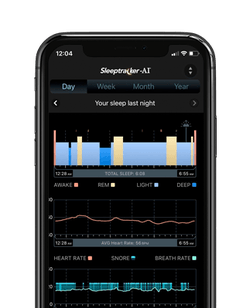 Phone showing Your sleep last night in the Sleeptracker-AI app