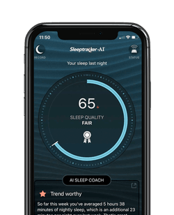 Phone showing your sleep quality score in the Sleeptracker-AI app