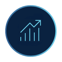 Circle icon with a graph and arrow increasing to improving sleep tracking from the insights provided by the Sleeptracker-AI App