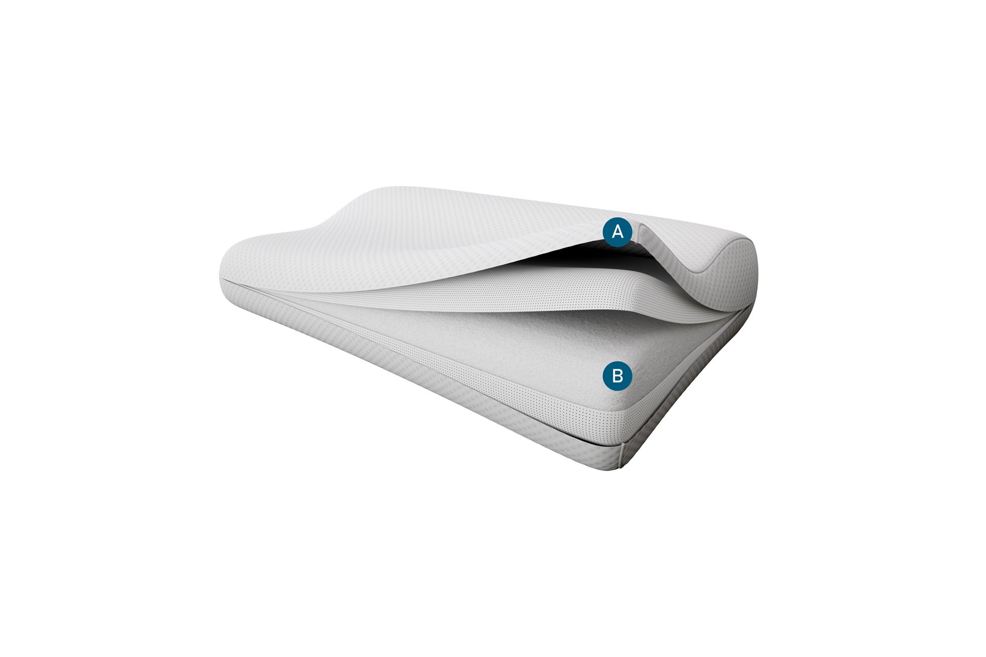 A cutaway image showing the layers of a tempur-neck pillow
